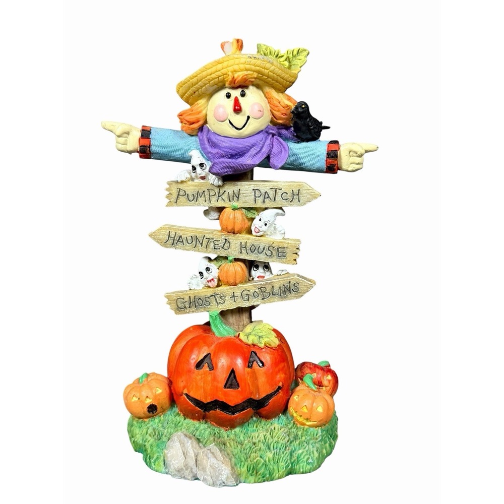 Halloween Scarecrow Pumpkin Patch Haunted House Ghosts Goblins Figurine‎ 7.5"